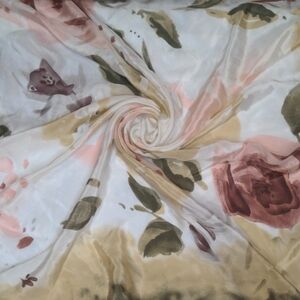 Vintage Georgiou Floral Scarf Olive Mauve Roses 30" Square Cottage Core
